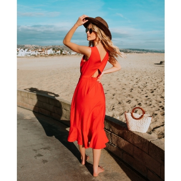 VICI Minka Button Down Ruffle Midi Dress - Picture 3 of 7